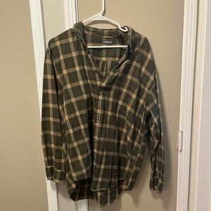 St. John's Bay Green and Brown Plaid Shirt